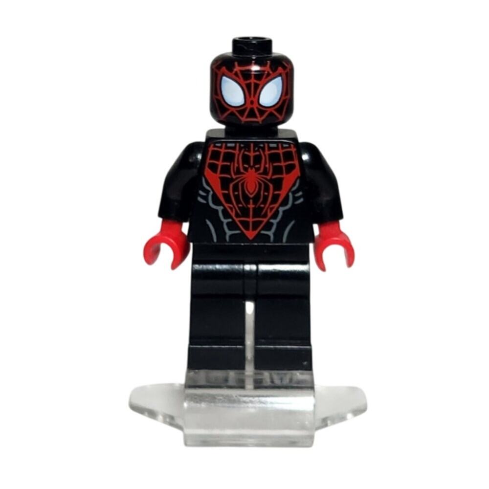Lego Miles Morales Spider-Man Minifigure 76036 With Stand VG Pre-owned